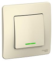 Переключатель с подсветкой с рамкой Systeme Electric Blanca 1-кл. проходной молочный картинка